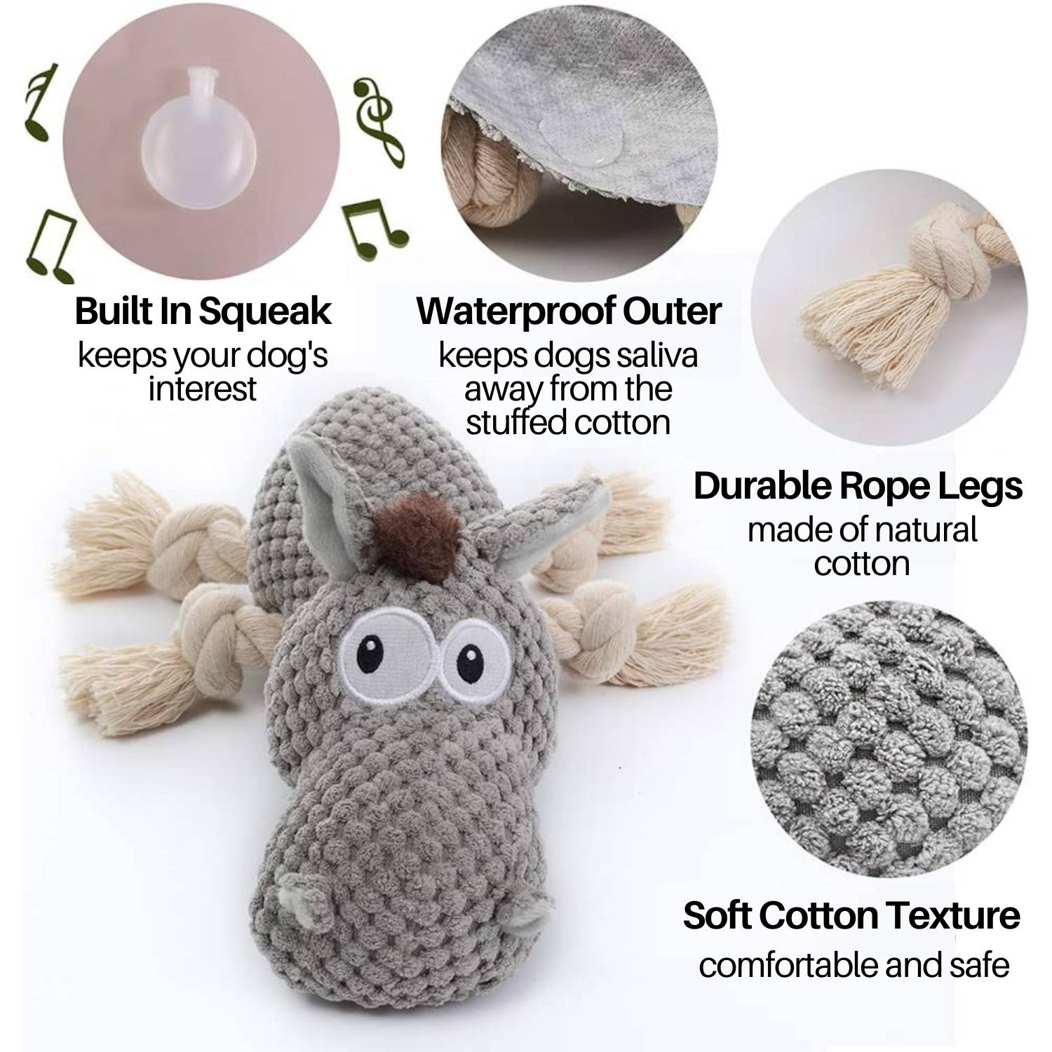 Squeaky Dog Chew Toy, Plush Donkey: image 3